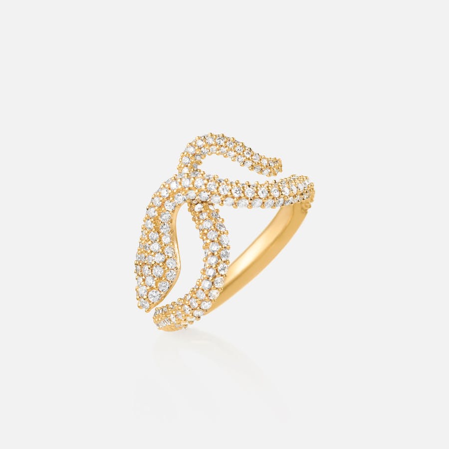 Snakes ring small i gult guld med paverede diamanter | Ole Lynggaard Copenhagen