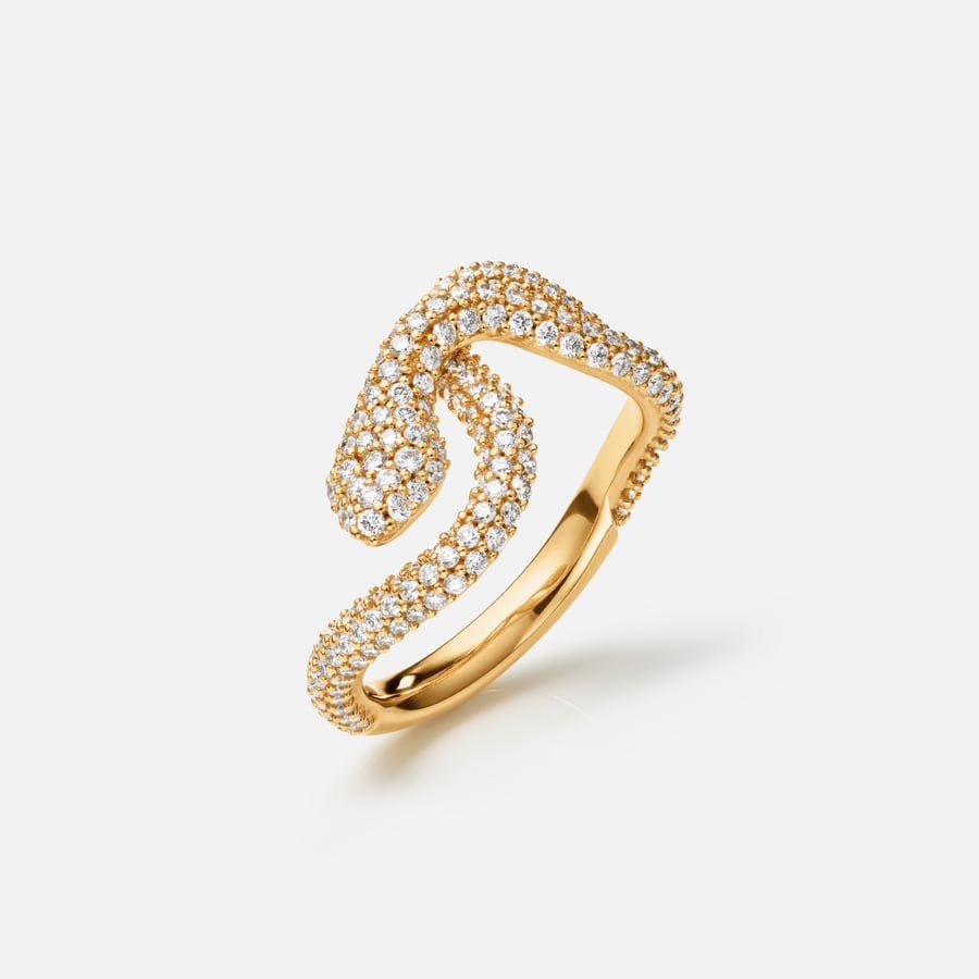 Snakes Ring klein in Gelbgold mit Diamant-Pavé-Besatz |  Ole Lynggaard Copenhagen 