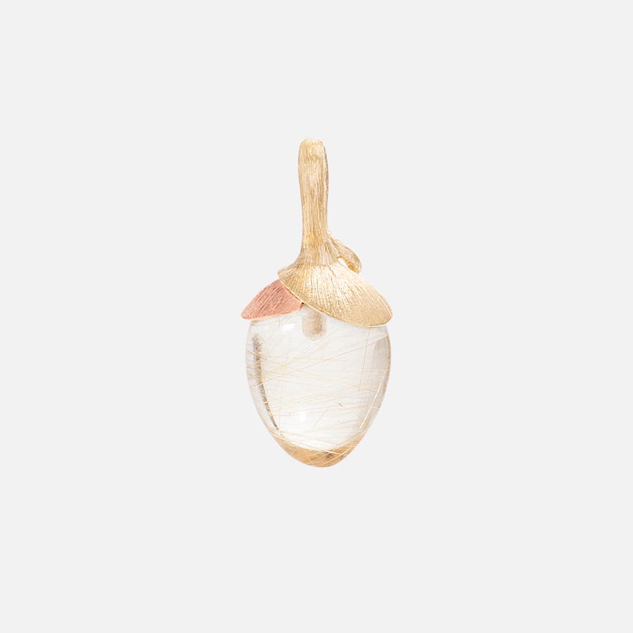 Lotus Pendant Small in Yellow & Rose Gold with Rutile Quartz  |  Ole Lynggaard Copenhagen 