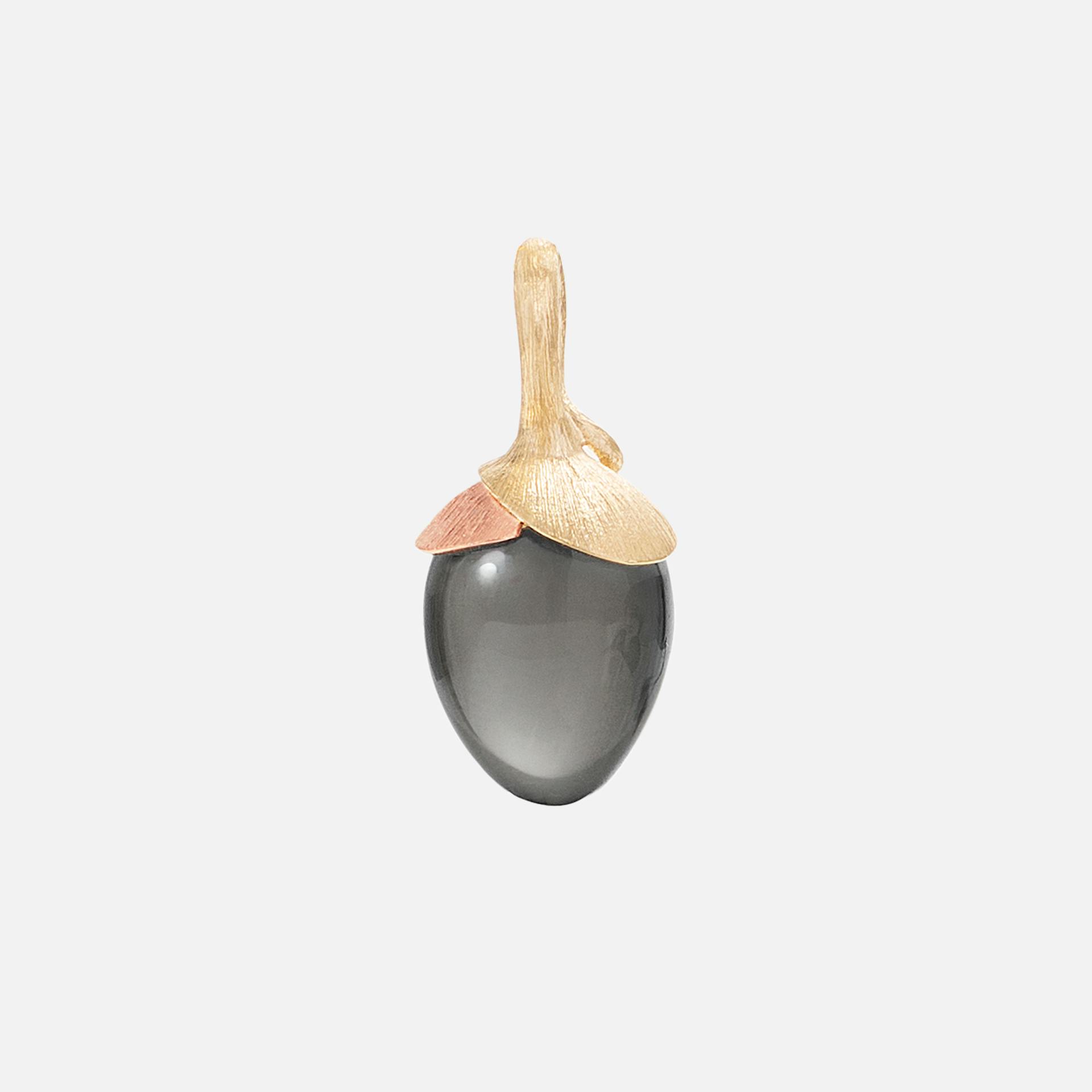 Lotus Pendant Small in Yellow & Rose Gold with Grey Moonstone  |  Ole Lynggaard Copenhagen 