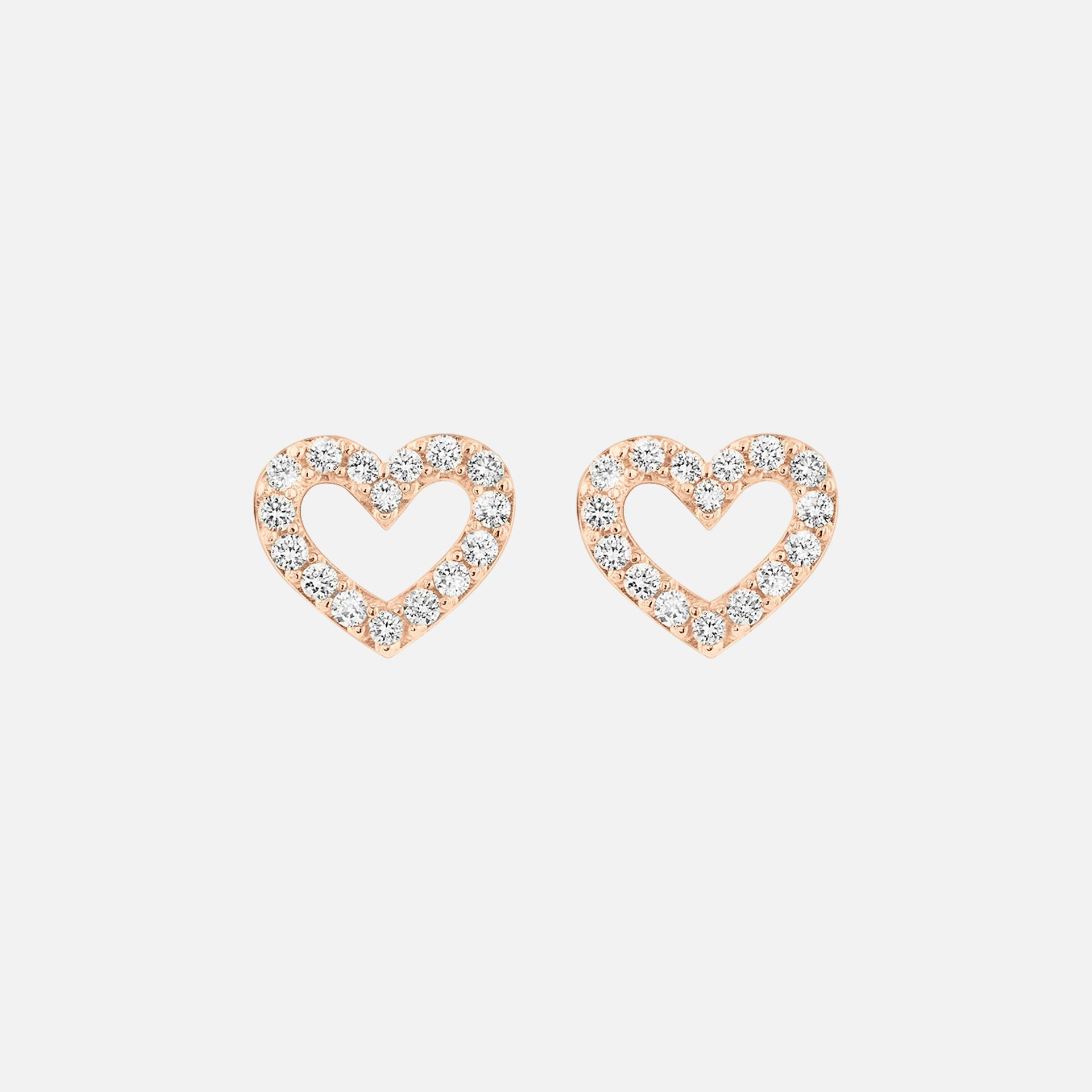 Hearts Pavé Stud Earrings in Rose Gold with Diamonds  |  Ole Lynggaard Copenhagen 