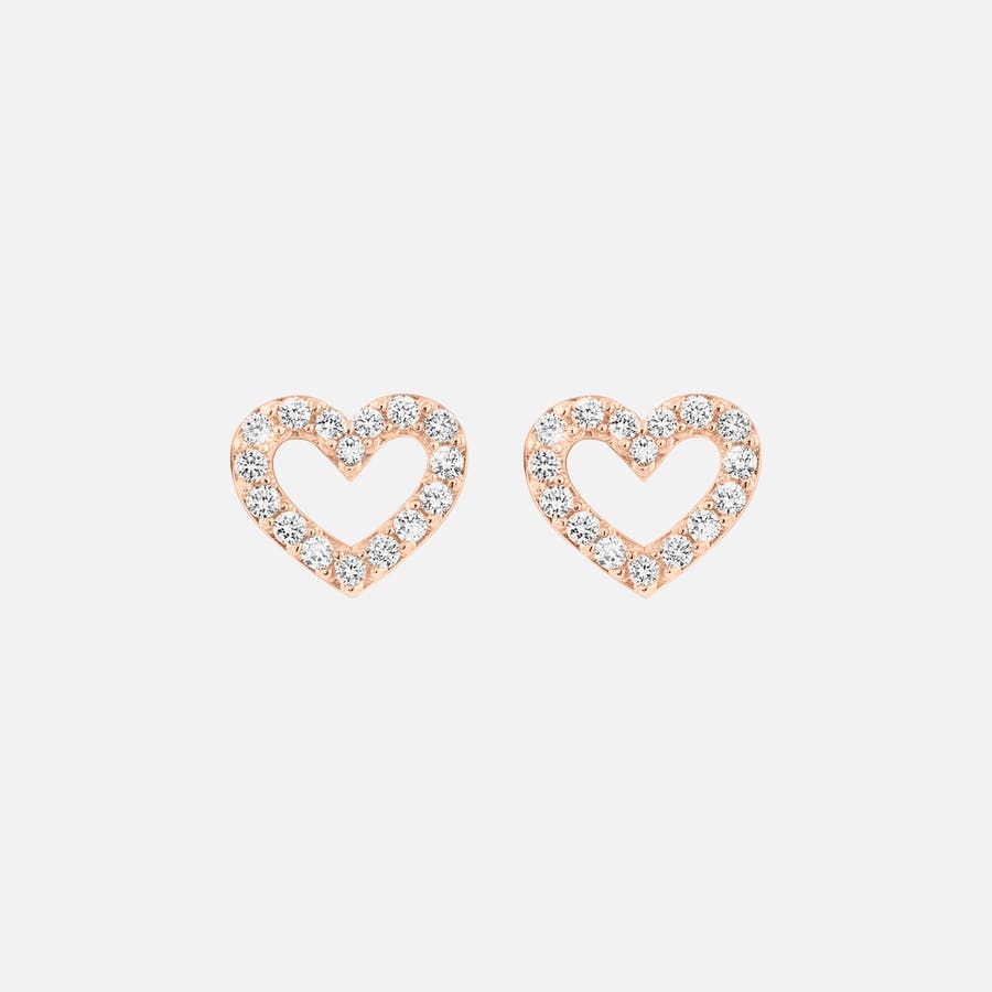 Hearts Pavé Stud Earrings in Rose Gold with Diamonds  |  Ole Lynggaard Copenhagen 