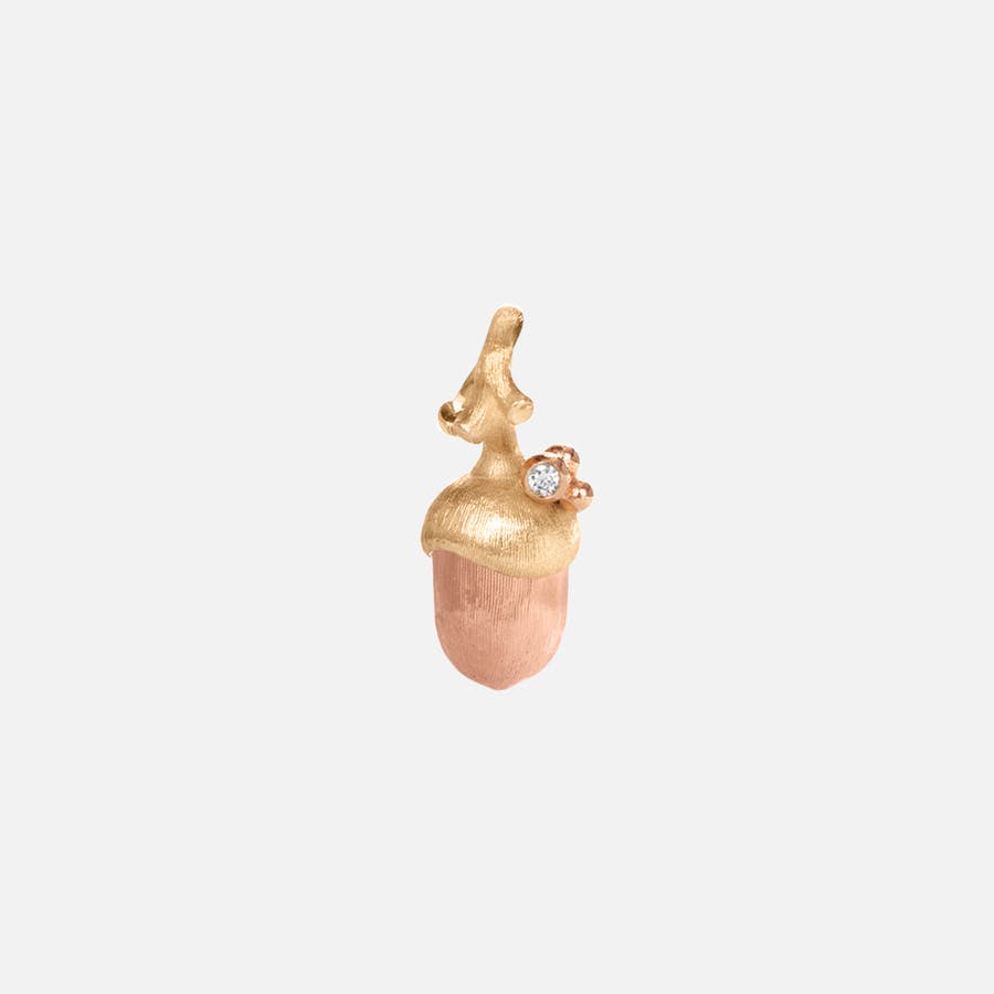 Acorn Pendant Small in Yellow and Rose Gold with Diamond  |  Ole Lynggaard Copenhagen 