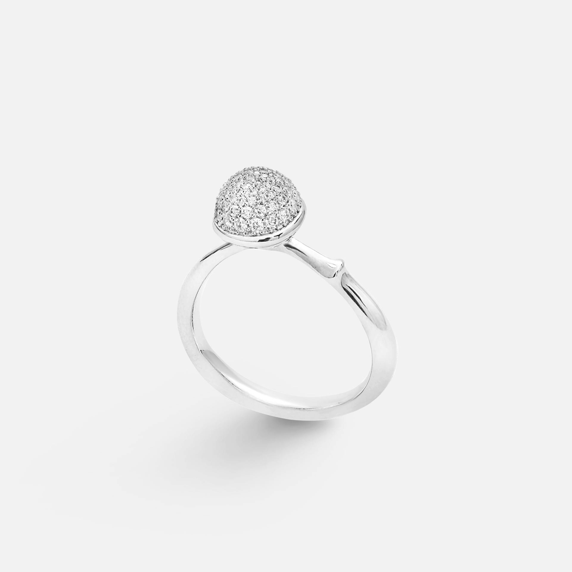 Lotus Ring Medium in 18 Karat White Gold with Diamonds  |  Ole Lynggaard Copenhagen