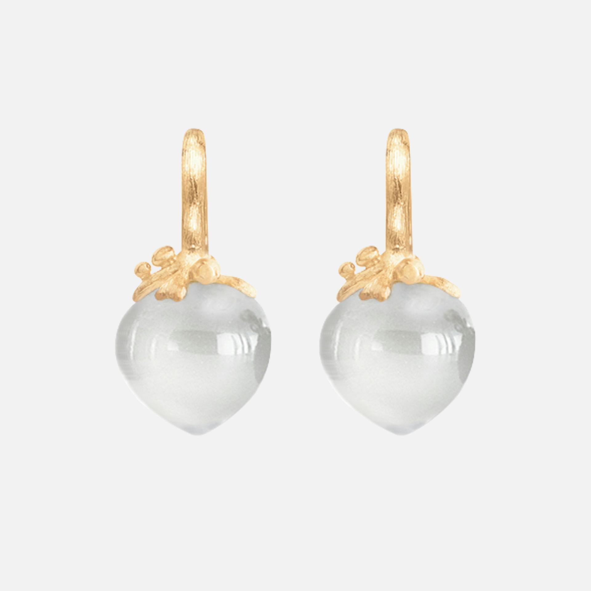 Dew drops filigree earrings 18k gold with white moonstone