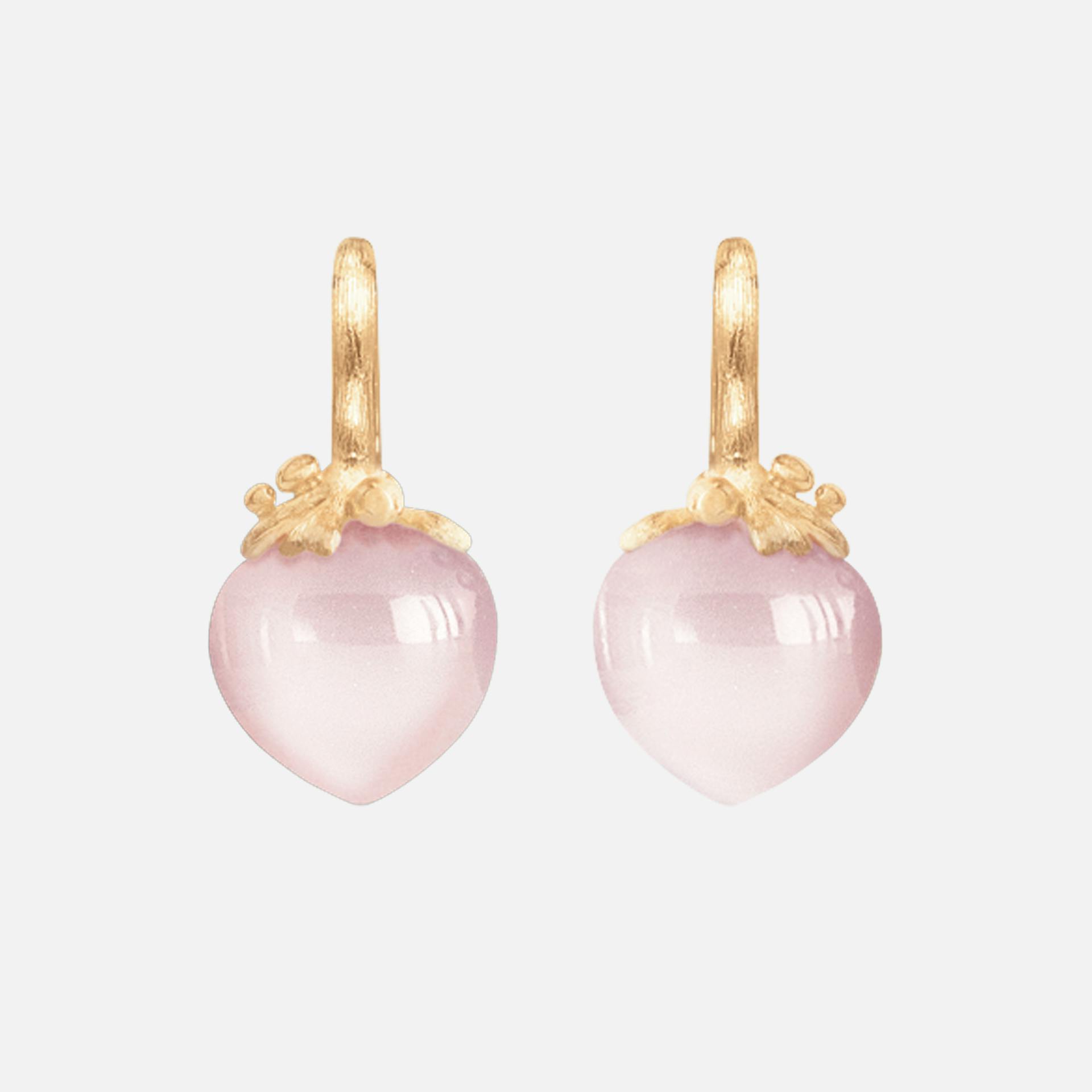 Dew drops filigran øreringe 18k guld med rosakvarts