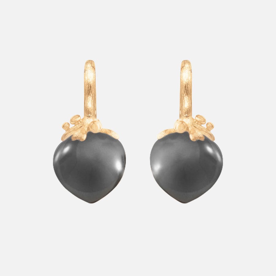 Gold Dew Drops Filigree Earrings with Grey Moonstone  |  Ole Lynggaard Copenhagen 
