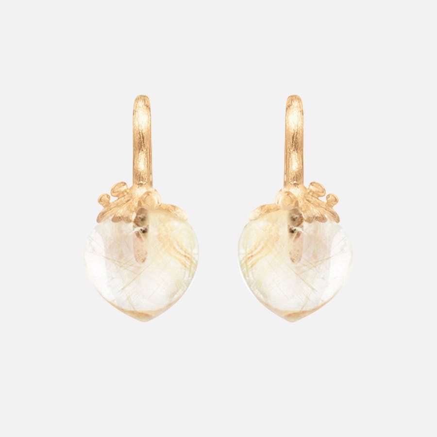 Gold Dew Drops Filigree Earrings with Rutile Quartz  |  Ole Lynggaard Copenhagen 