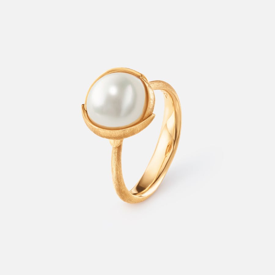 Lotus Ring Small in 18 Karat Yellow Gold with South Sea Pearl  |  Ole Lynggaard Copenhagen