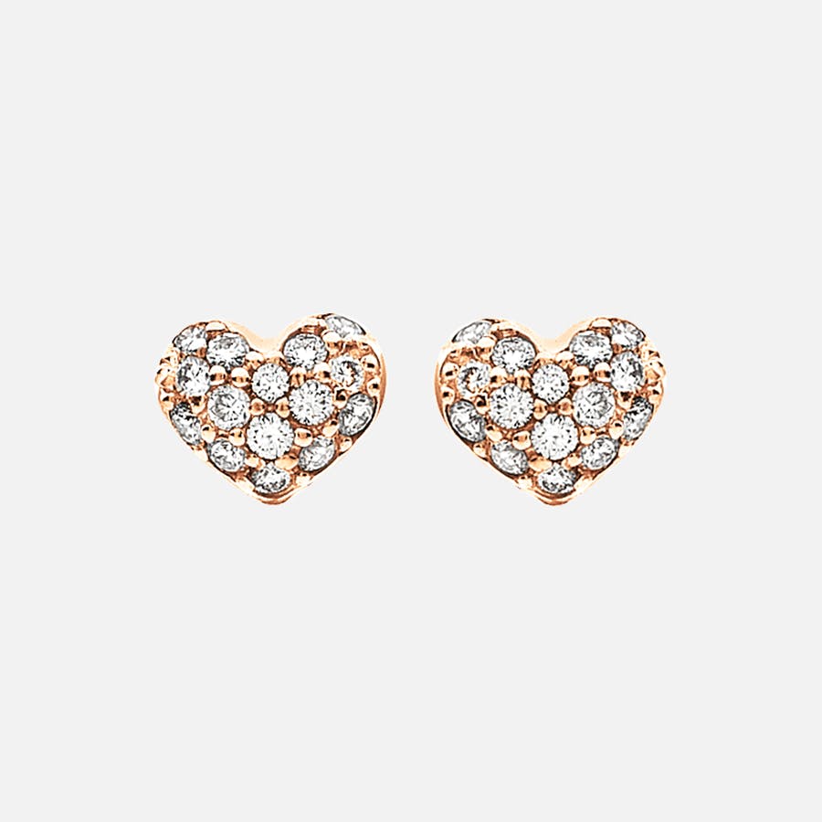 Hearts Pavé Stud Earrings in Rose Gold with Diamonds  |  Ole Lynggaard Copenhagen