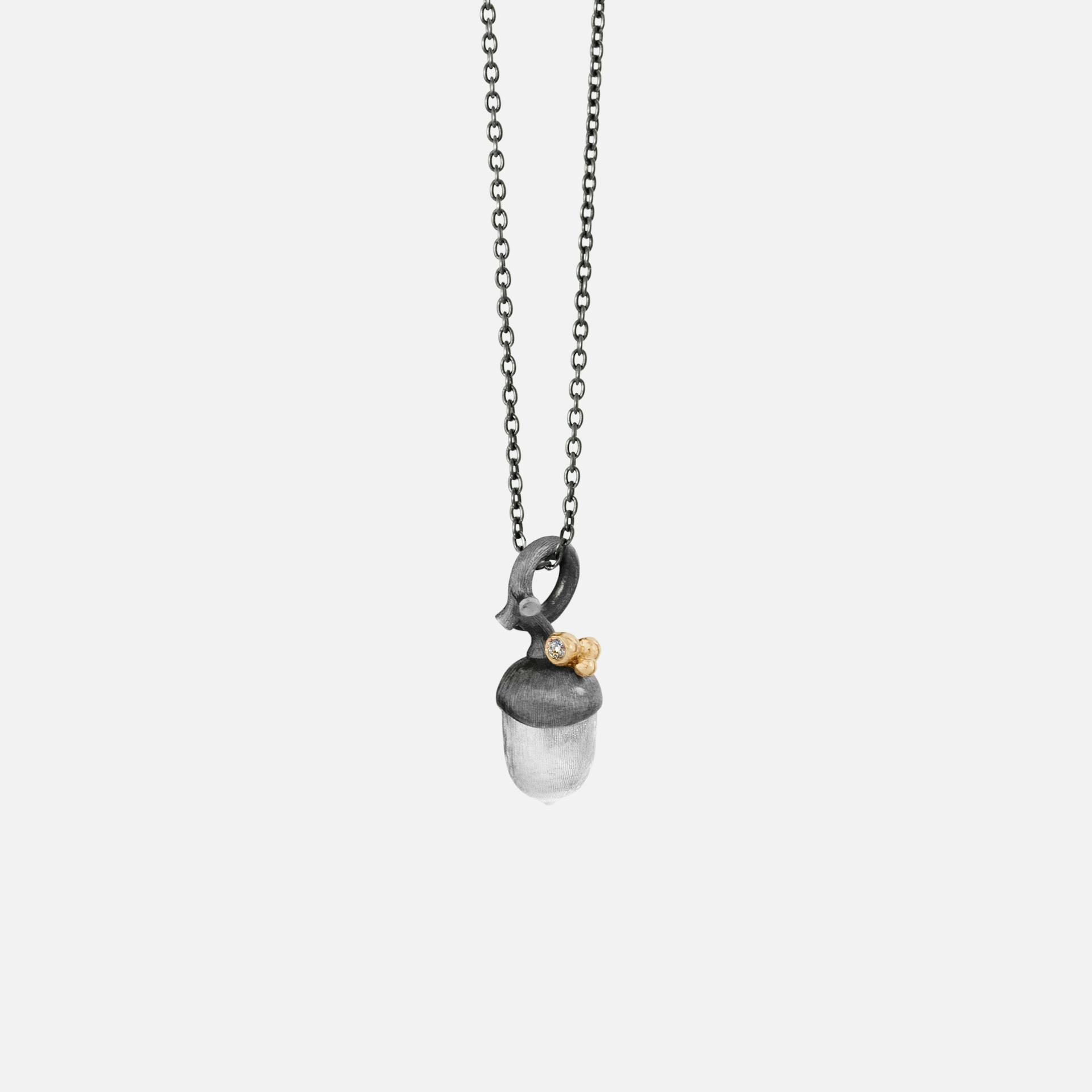 Acorn Pendant Small in Sterling Silver with Diamond  |  Ole Lynggaard Copenhagen 
