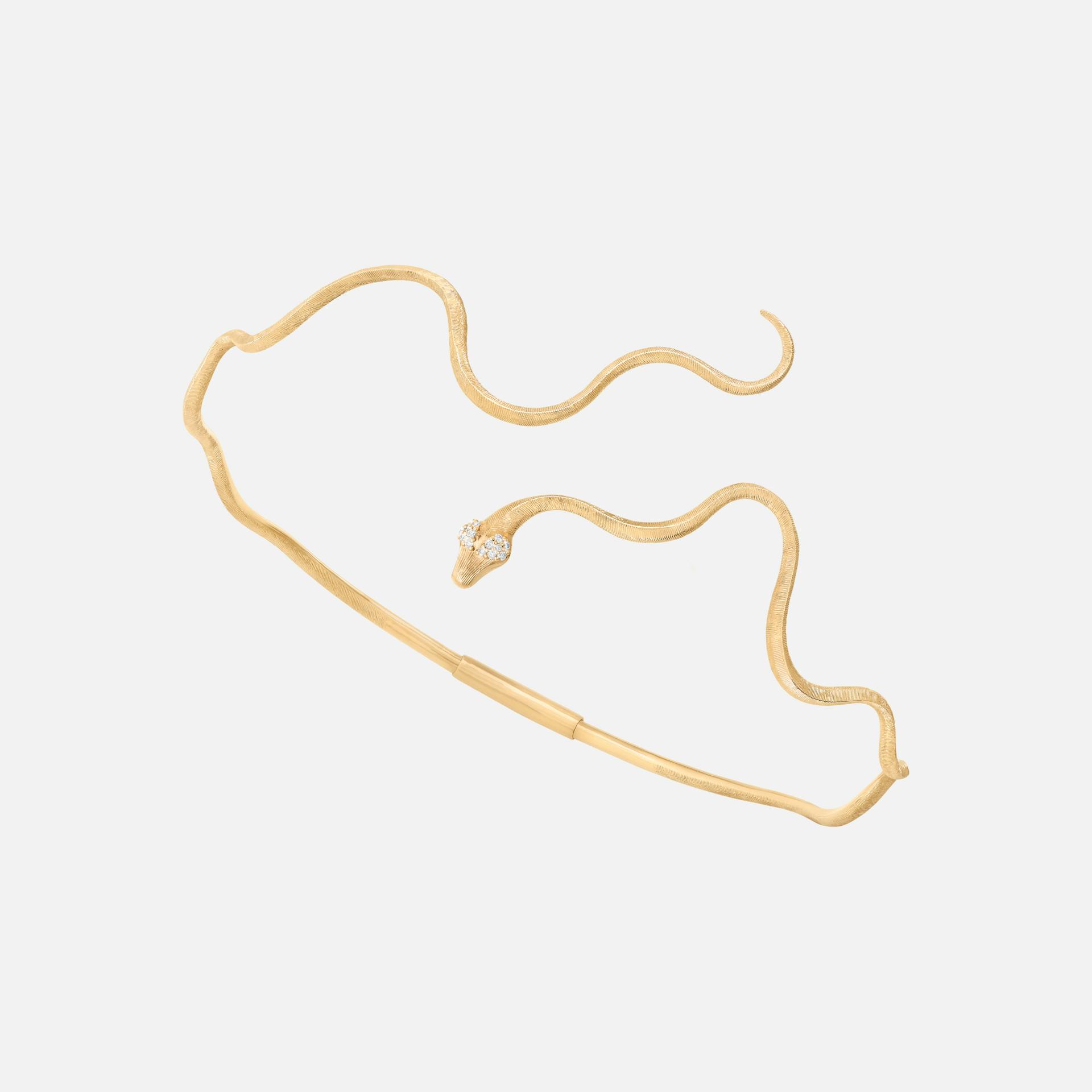 Snakes 33 cm Neck Bangle in Yellow Gold with Diamonds  |  Ole Lynggaard Copenhagen 