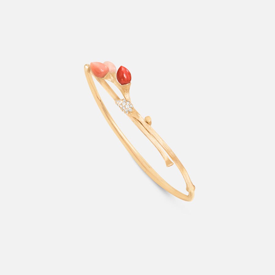 Blooming Bangle in Gold with Diamonds & Coral  |  Ole Lynggaard Copenhagen  