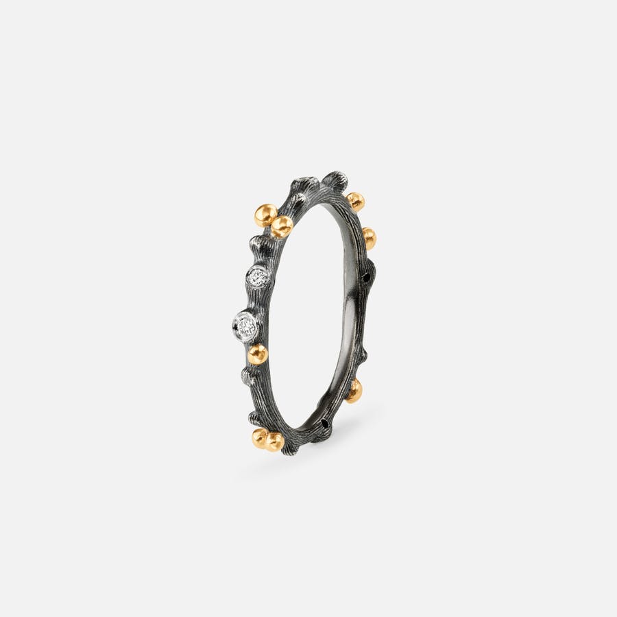 Nature Ring in 18 Karat Gold, Oxidized Sterling Silver, and Diamonds  |  Ole Lynggaard Copenhagen