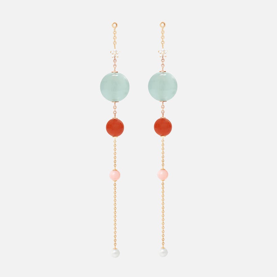 Earring Pendants in Gold with Diamonds, Pearls, Aquamarine, & Coral | Ole Lynggaard Copenhagen