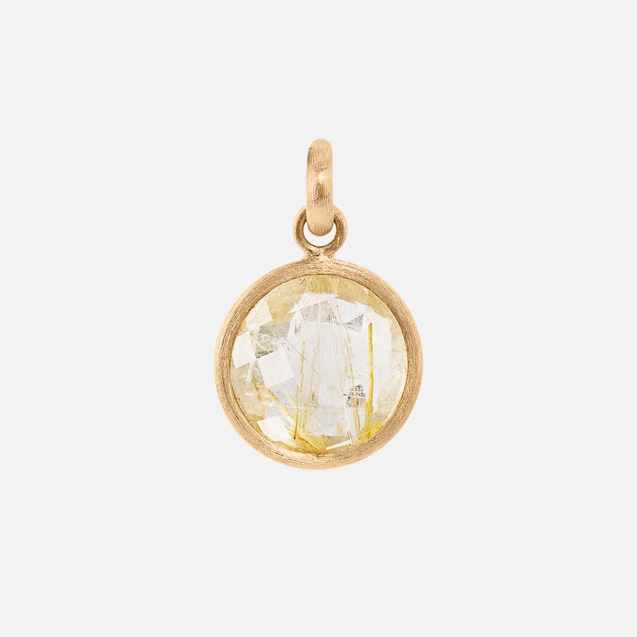 Nature medallion pendant 18k gold with rutile quartz