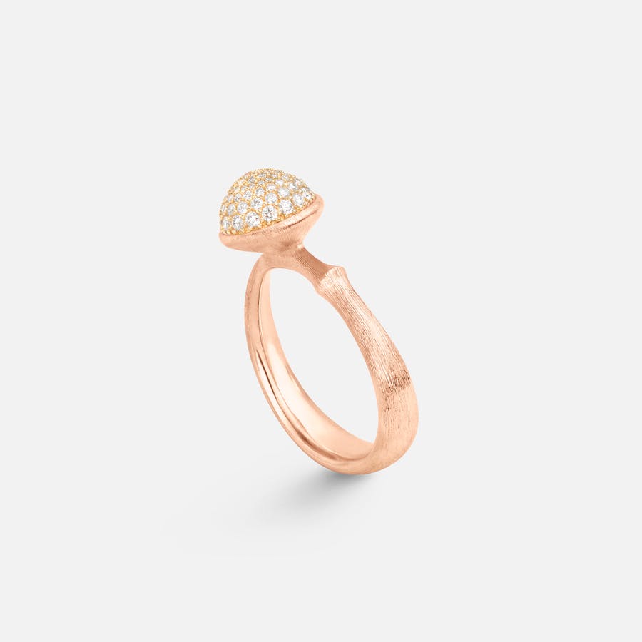 Lotus Ring Medium in 18 Karat Rose Gold with Diamonds  |  Ole Lynggaard Copenhagen