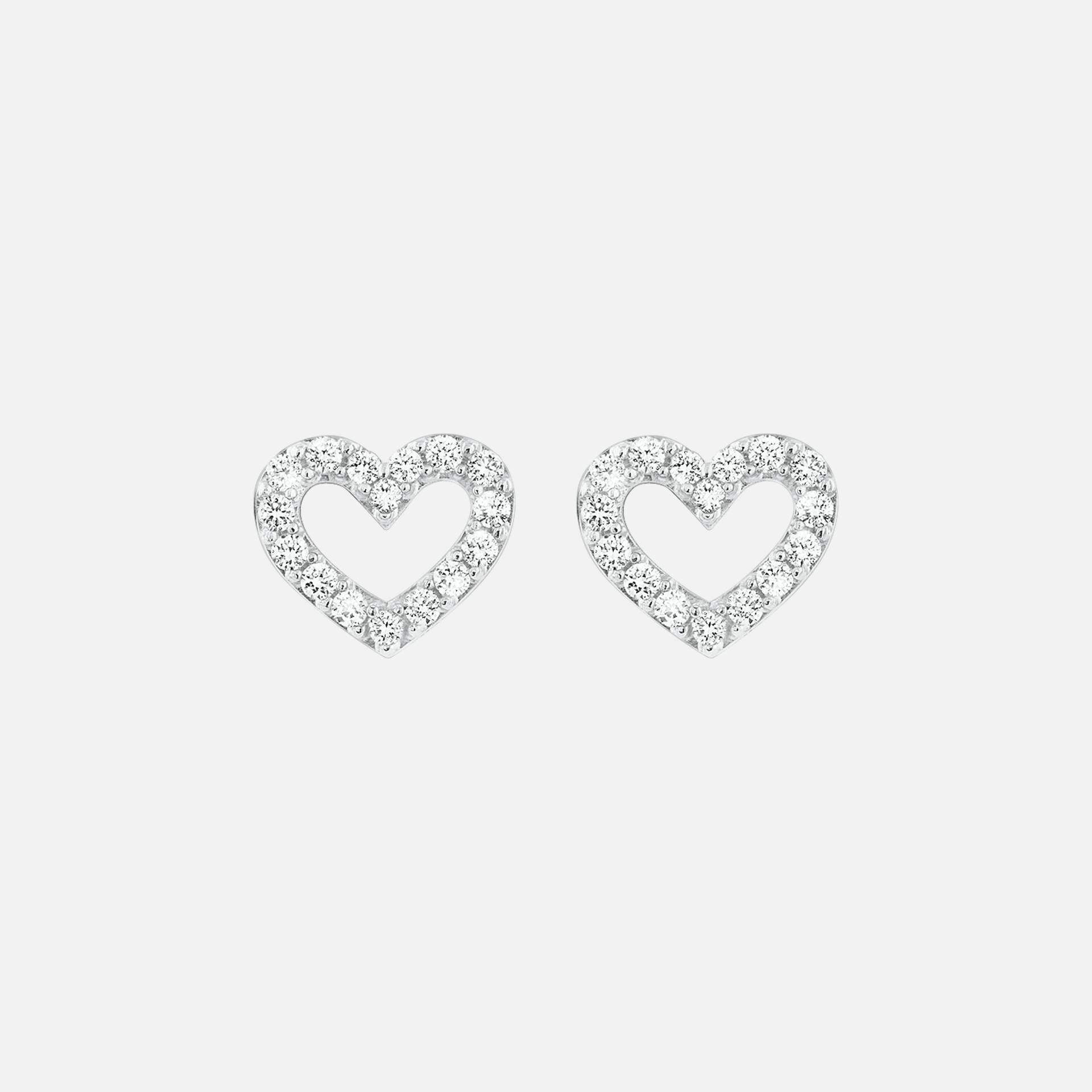 Hearts Pavé Stud Earrings in White Gold with Diamonds | Ole Lynggaard Copenhagen