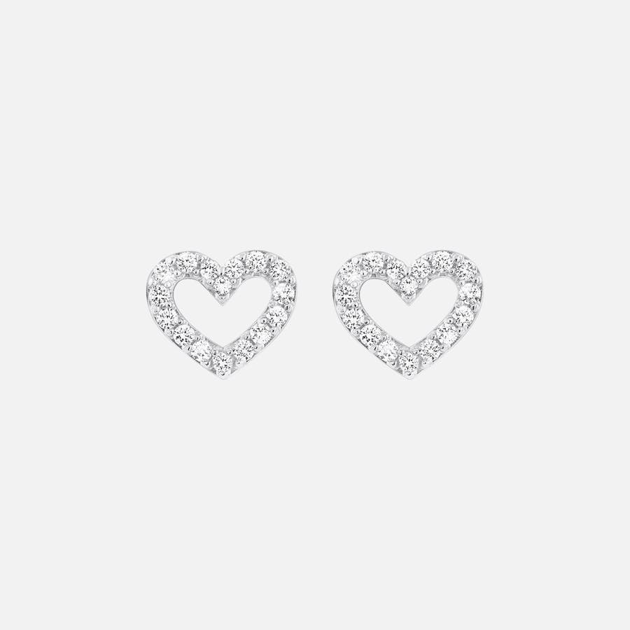 Hearts Pavé Stud Earrings in White Gold with Diamonds | Ole Lynggaard Copenhagen
