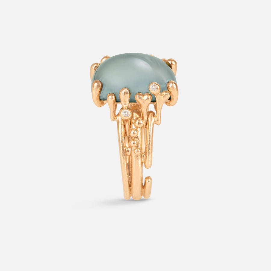 BoHo Ring Medium in Gold with Aquamarine and Diamonds  |  Ole Lynggaard Copenhagen