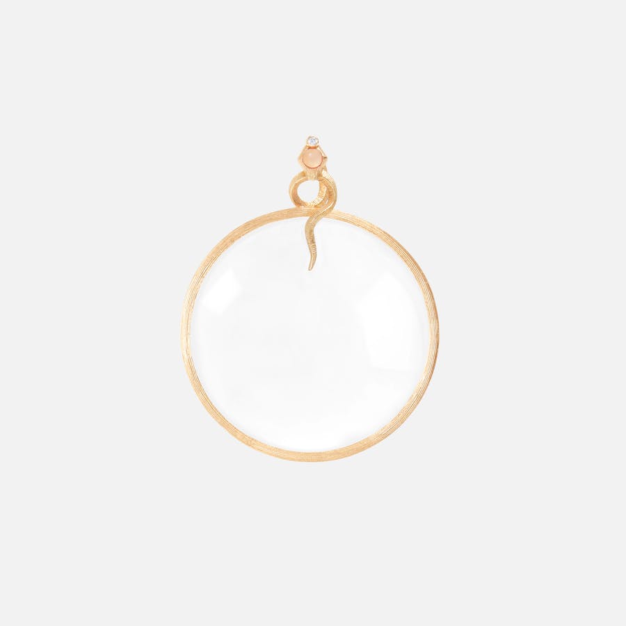 Snakes Monocle Pendant in Gold with Blush Moonstone and Diamond  |  Ole Lynggaard Copenhagen 