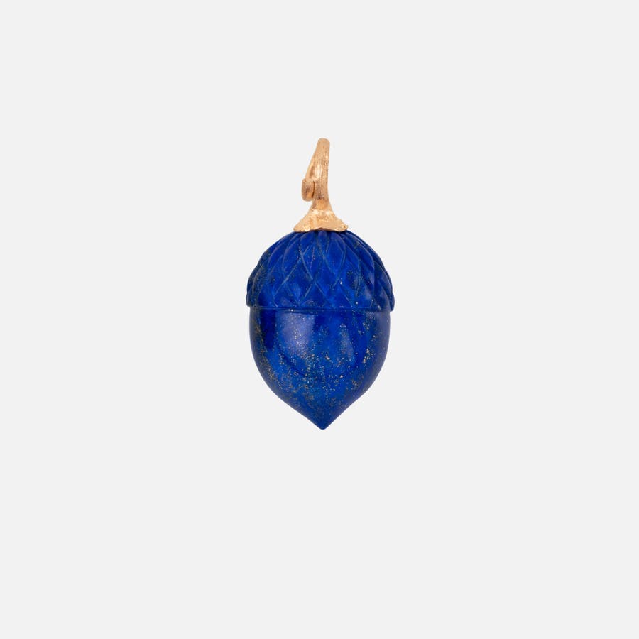 Eichel anhänger klein in Gelbgold und Lapis Lazuli  |  Ole Lynggaard Copenhagen