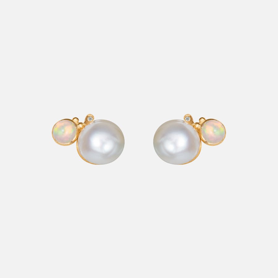 BoHo Pearl Stud Earrings in Gold  with Opal and Diamonds  |  Ole Lynggaard Copenhagen