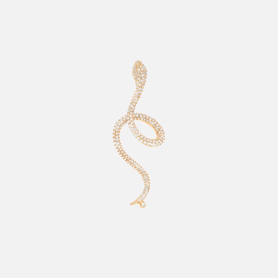 Puce d'oreille Snakes en Or Jaune et sertie de Diamants Pavé  |  Ole Lynggaard Copenhagen 