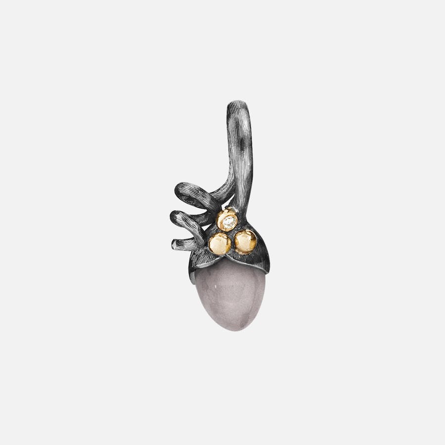 Pendentif Lotus Sprout Mini en Argent et Or, Diamant et Pierre de Lune Grise  |  Ole Lynggaard Copenhagen 
