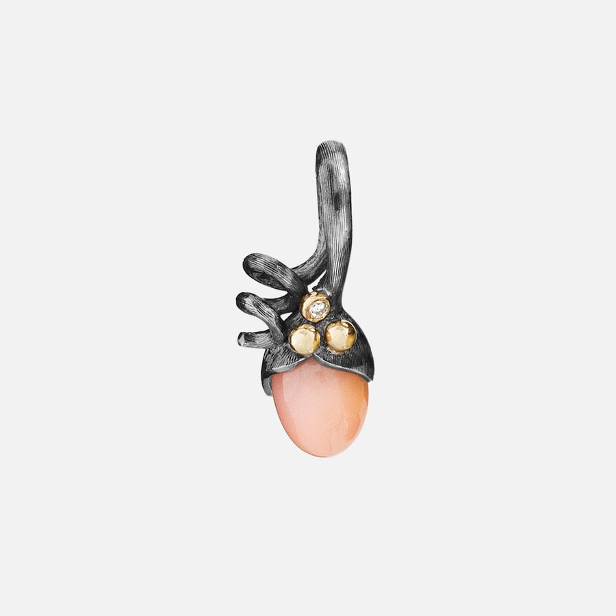 Pendentif Lotus Sprout Mini en Argent et Or, Diamant et Pierre de Lune Rosée  |  Ole Lynggaard Copenhagen 