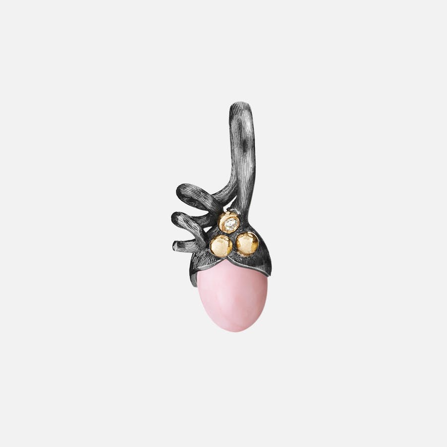Lotus Sprout Pendant Mini in Silver & Gold with Diamond and Rose Opal  |  Ole Lynggaard Copenhagen 