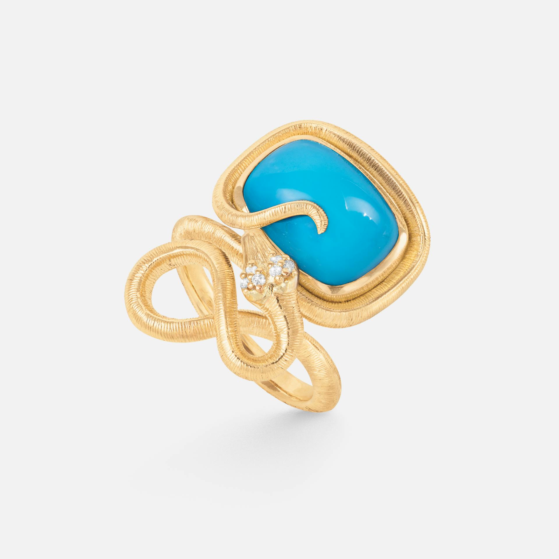 Snakes Ring in Yellow Gold with Turquoise and Diamonds  |  Ole Lynggaard Copenhagen 