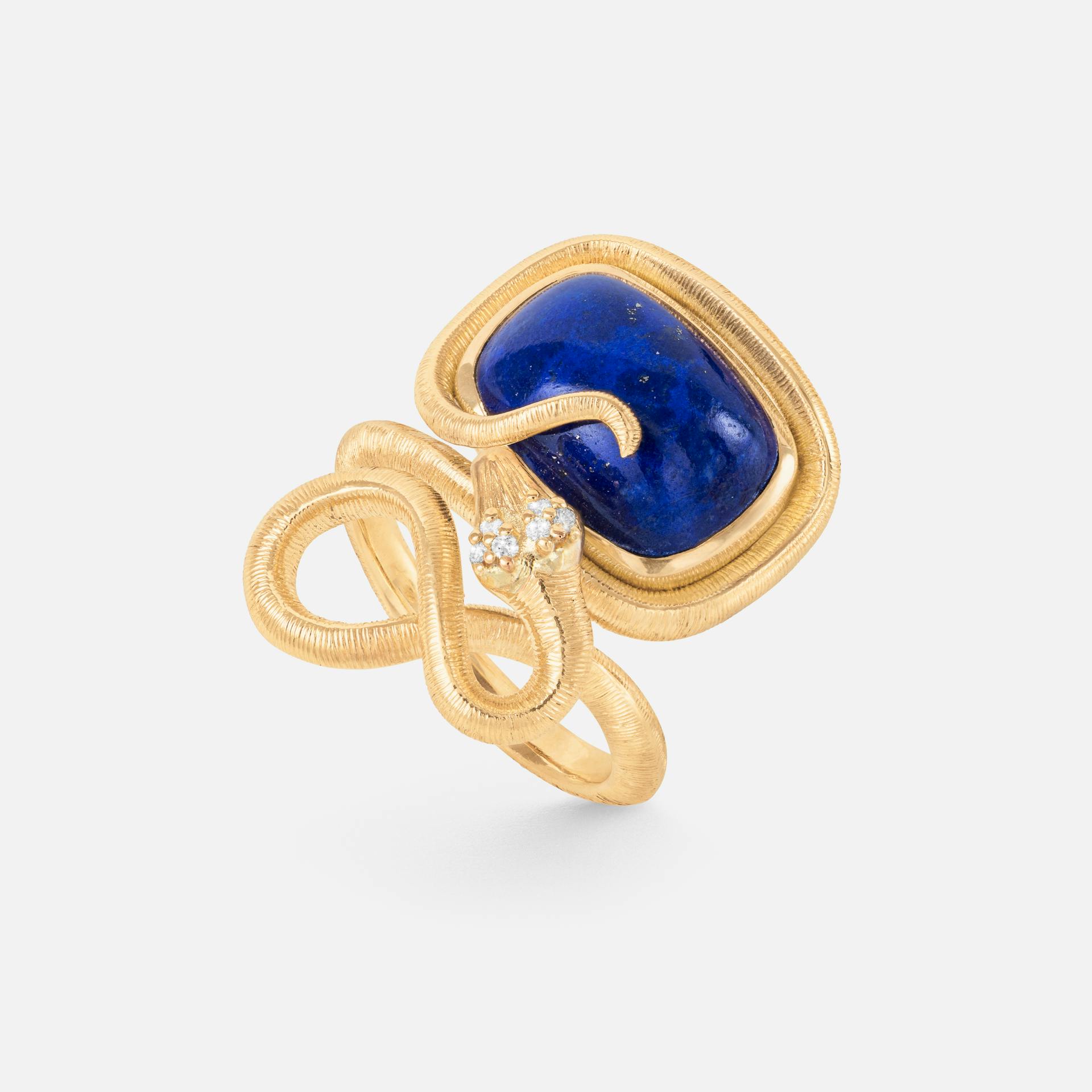 Snakes Ring in Yellow Gold with Lapis Lazuli and Diamonds  |  Ole Lynggaard Copenhagen 