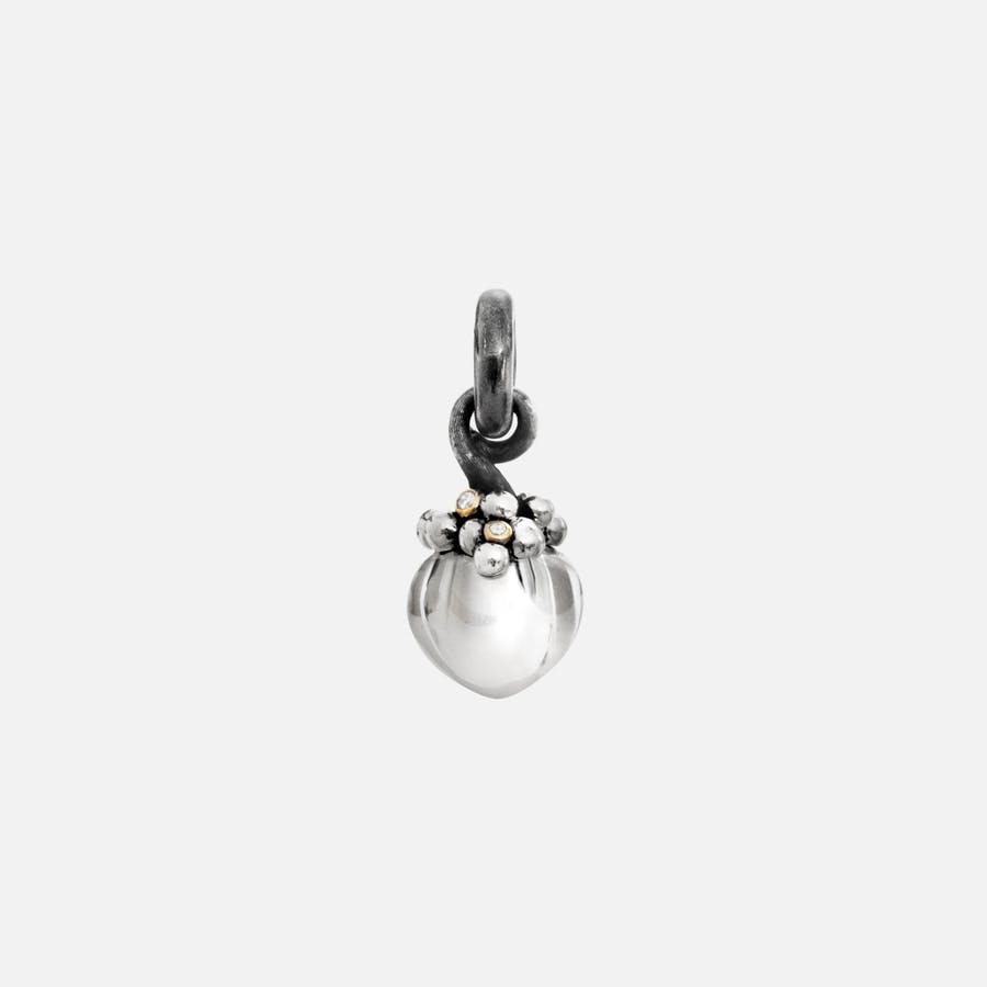 Sweet drops charm Polished and oxidized Sterling silver and 18k gold