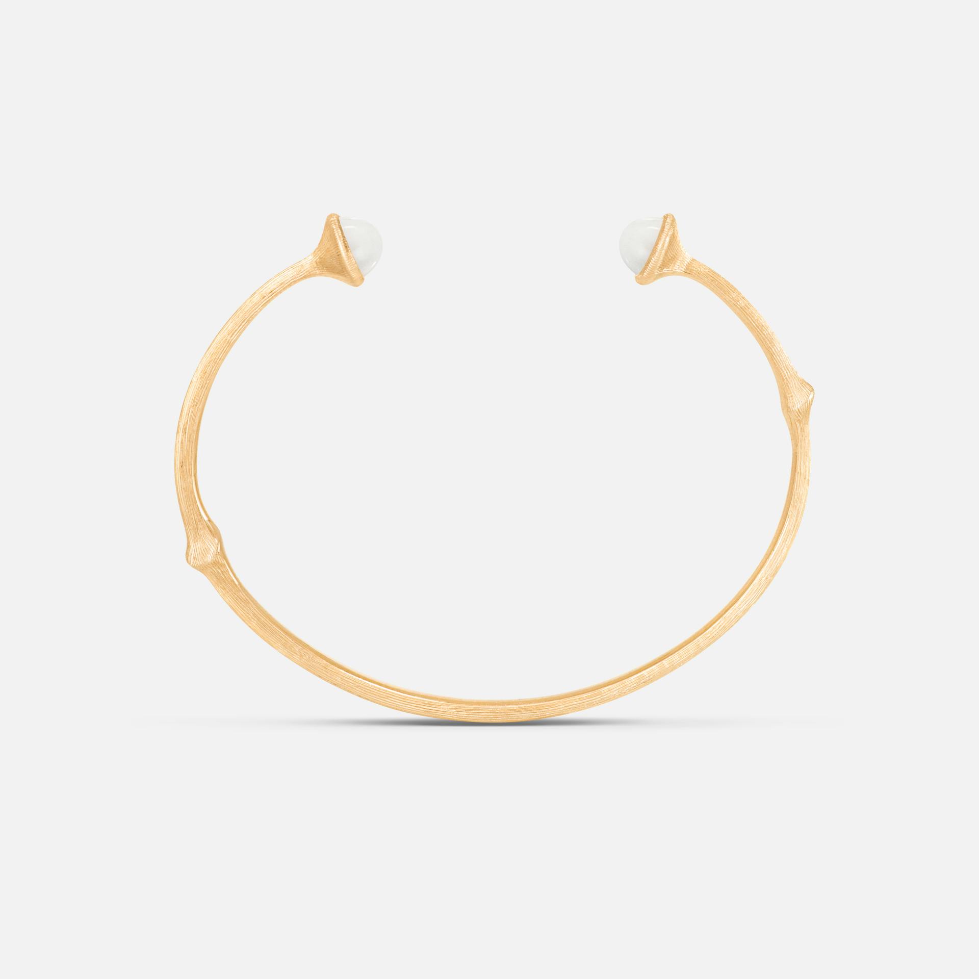 Nature Bangle in 18 Karat Satinised Yellow Gold with White Moonstone  |  Ole Lynggaard Copenhagen