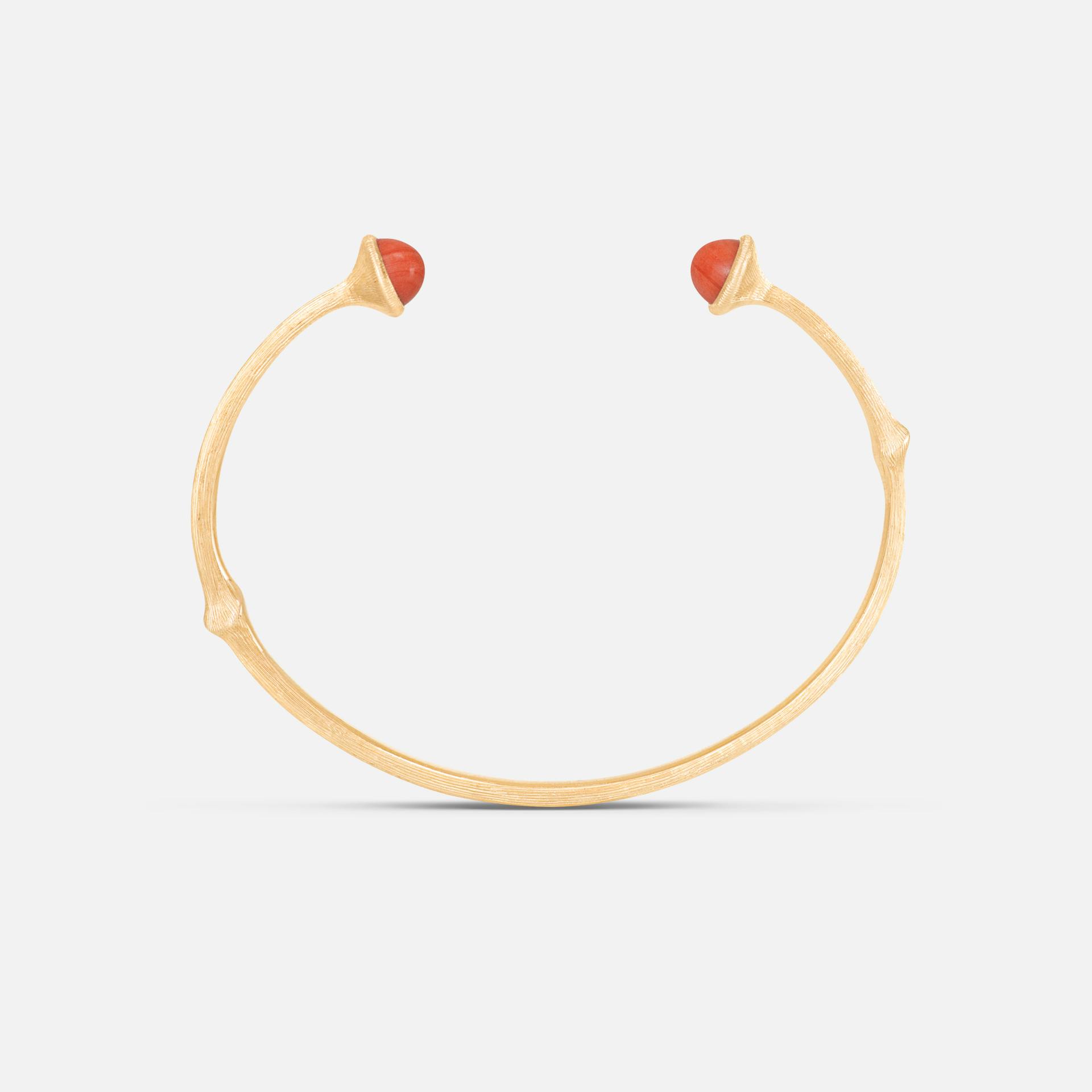 Nature Bangle in 18 Karat Satinised Yellow Gold with Coral | Ole Lynggaard Copenhagen