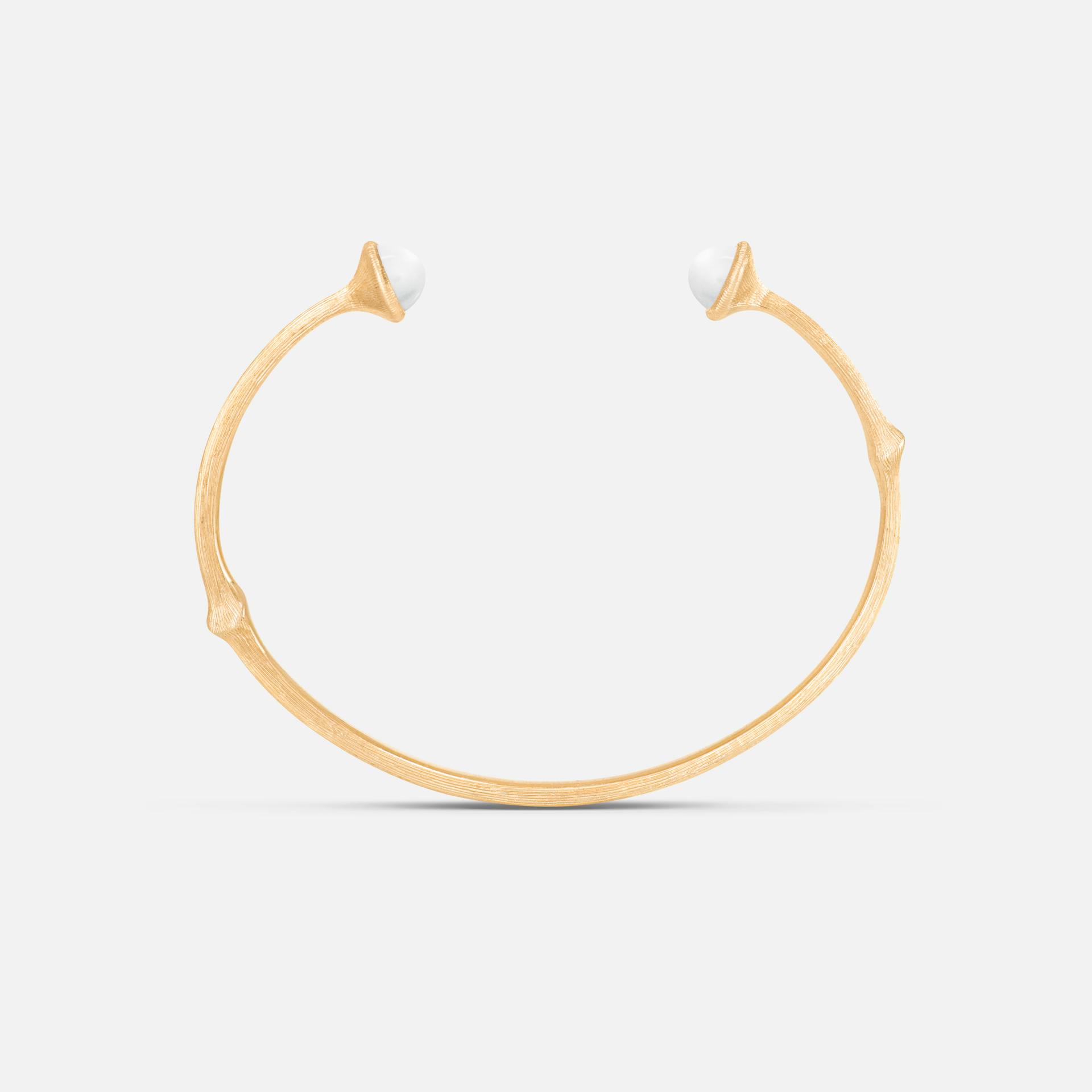 Nature Bangle in 18 Karat Satinised Yellow Gold with Freshwater Pearls  |  Ole Lynggaard Copenhagen
