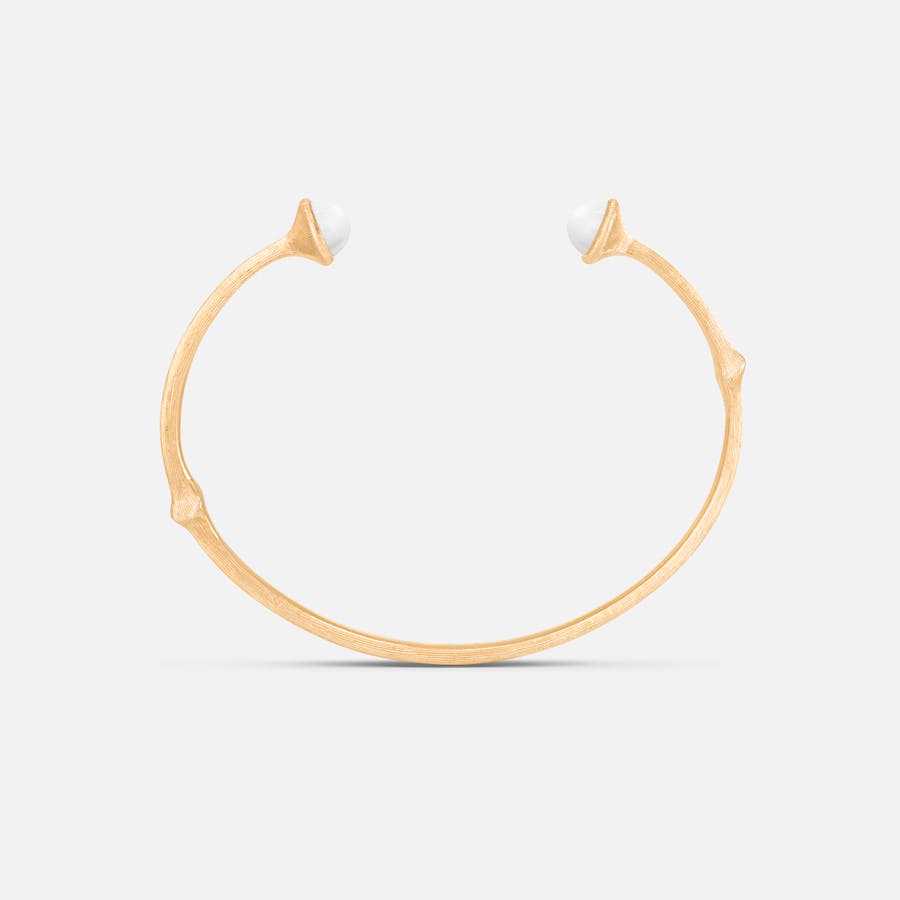 Nature Bangle in 18 Karat Satinised Yellow Gold with Freshwater Pearls  |  Ole Lynggaard Copenhagen