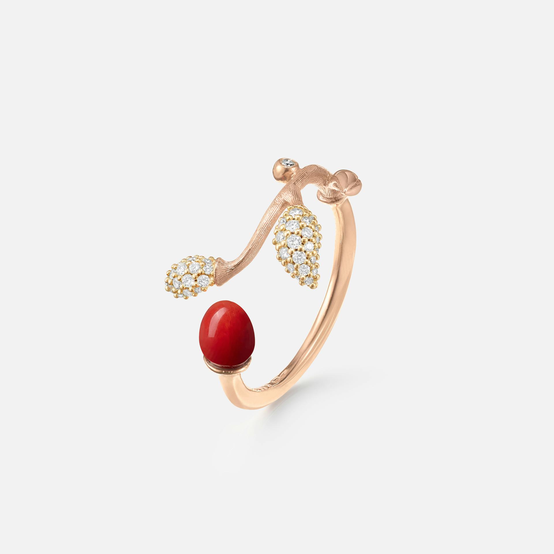 Blooming ring i guld med diamanter og rød koral | Ole Lynggaard Copenhagen