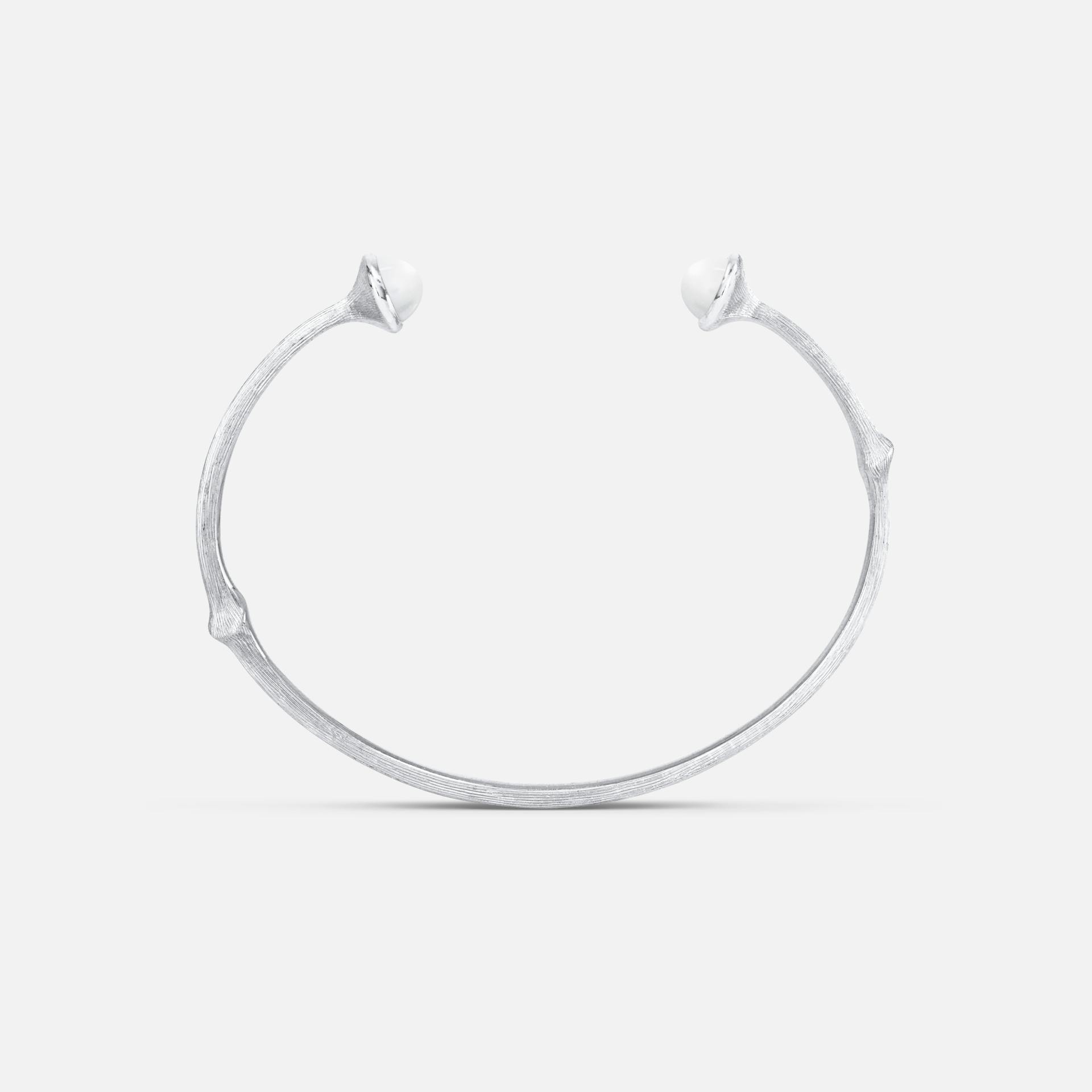 Nature Bangle in 18 Karat Satinised White Gold with Freshwater Pearls  |  Ole Lynggaard Copenhagen