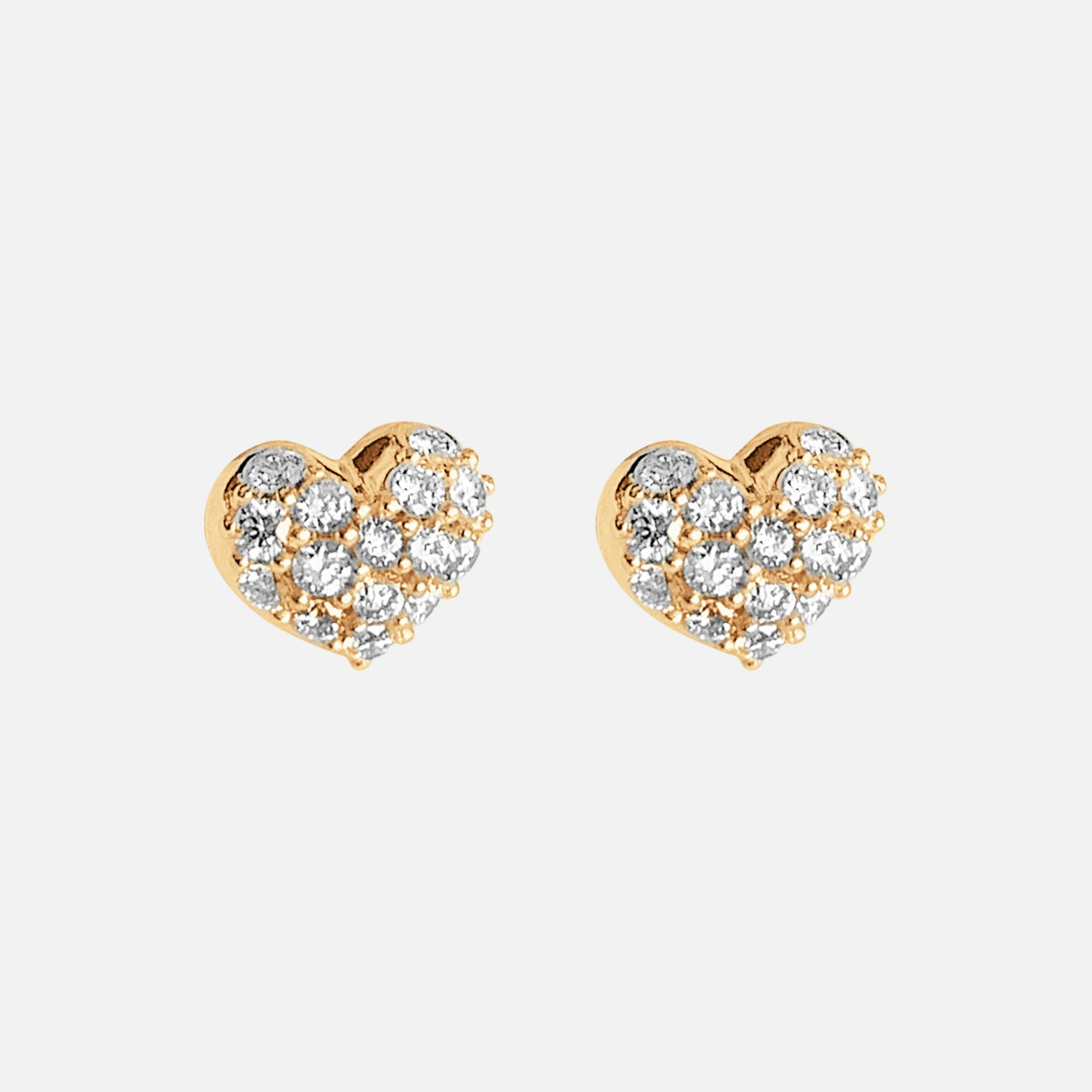 Hearts Pavé Stud Earrings in Yellow Gold with Diamonds  |  Ole Lynggaard Copenhagen 