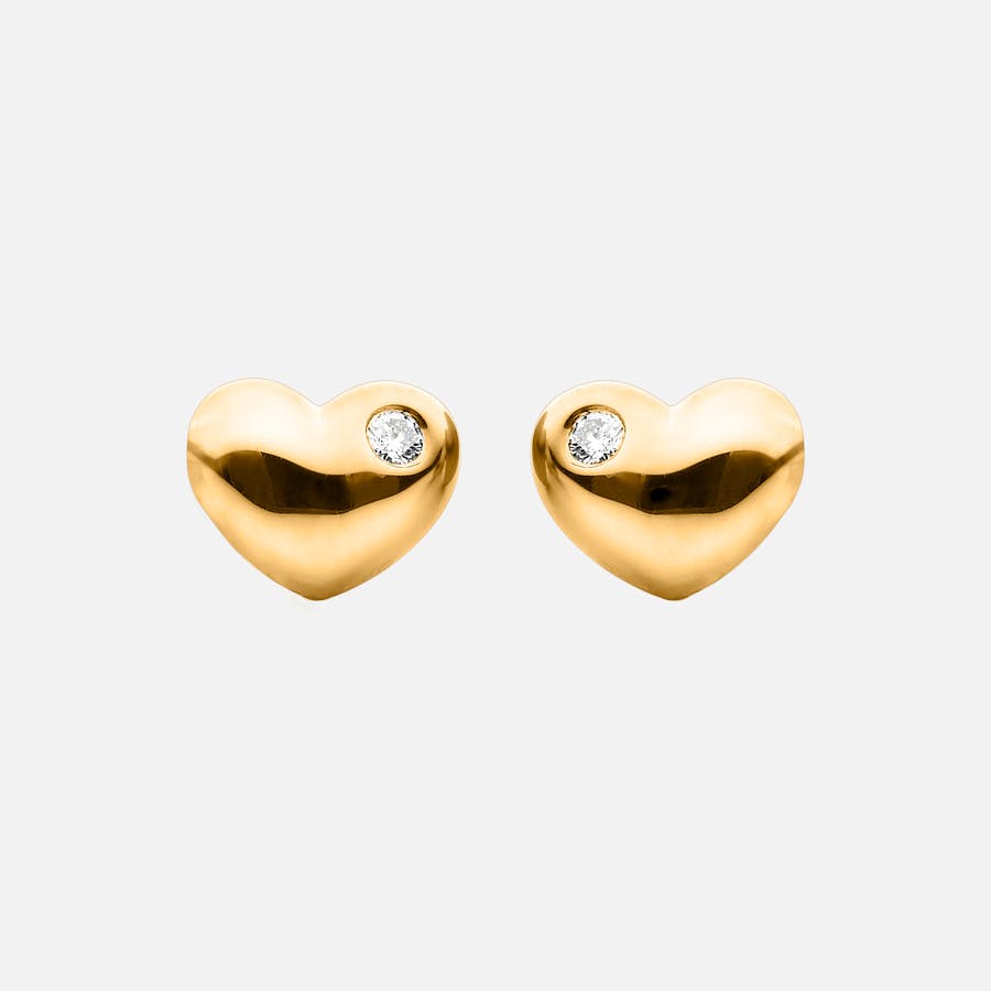 Hearts Stud Earrings in Yellow Gold with Diamonds  |  Ole Lynggaard Copenhagen 