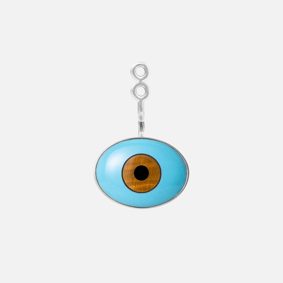 Lotus Earring Pendant in Sterling Silver w Turquoise, Tiger’s Eye Quartz & Onyx |  Ole Lynggaard Copenhagen