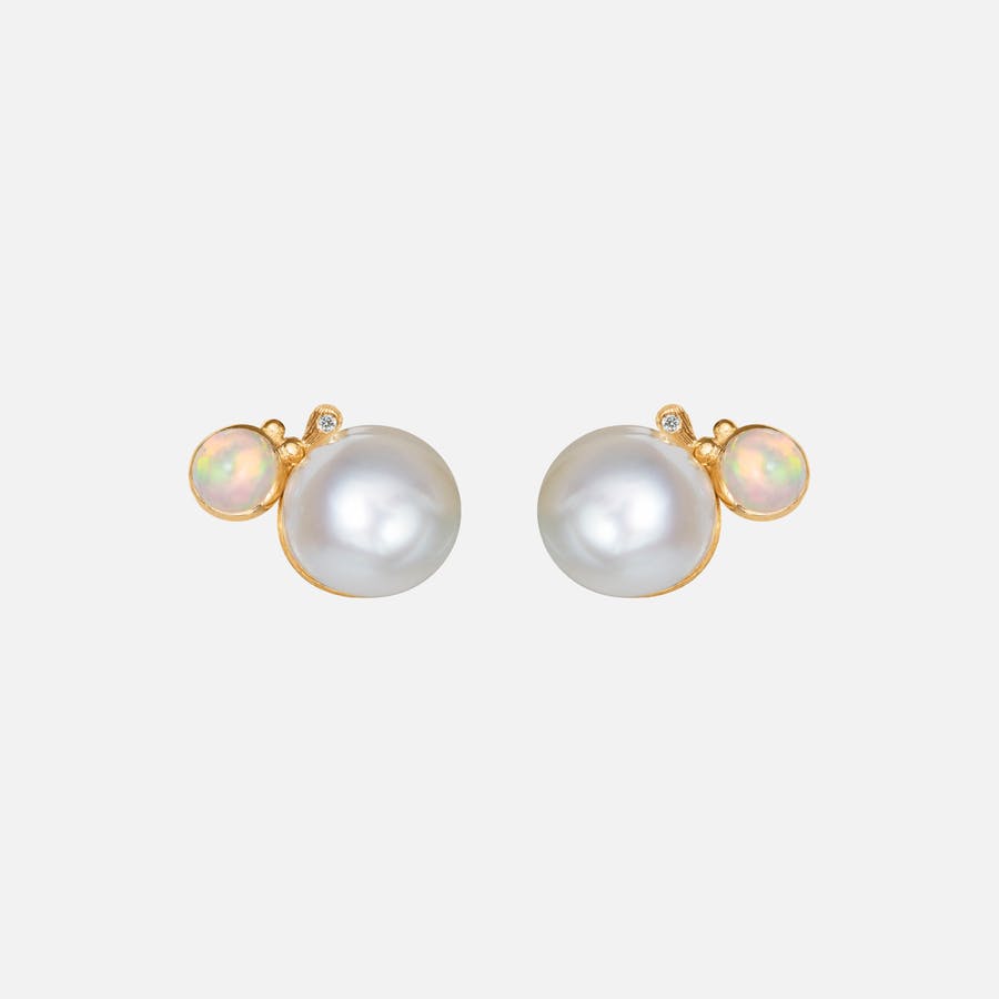 BoHo Pearl Stud Earrings in Gold with Opals and Diamonds  |  Ole Lynggaard Copenhagen