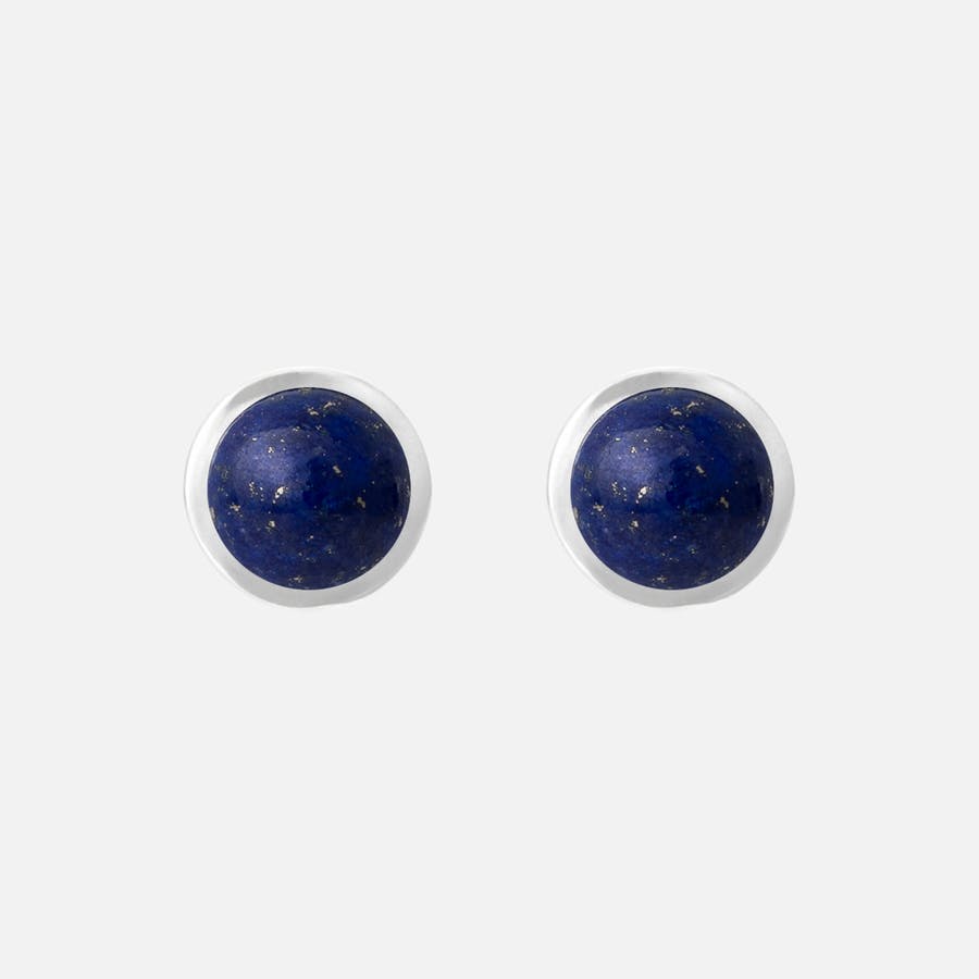 Lotus Stud Earrings in Sterling Silver with Lapis Lazuli  |  Ole Lynggaard Copenhagen 