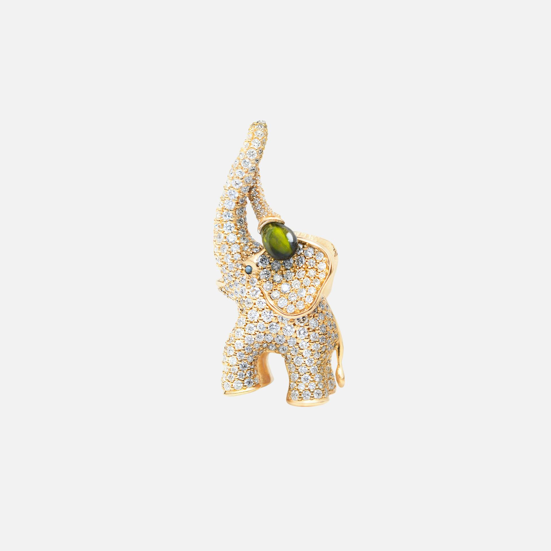 Elephant Pendant with 536 Pavé-set Diamonds in 18 Karat Yellow Gold   |  Ole Lynggaard Copenhagen 