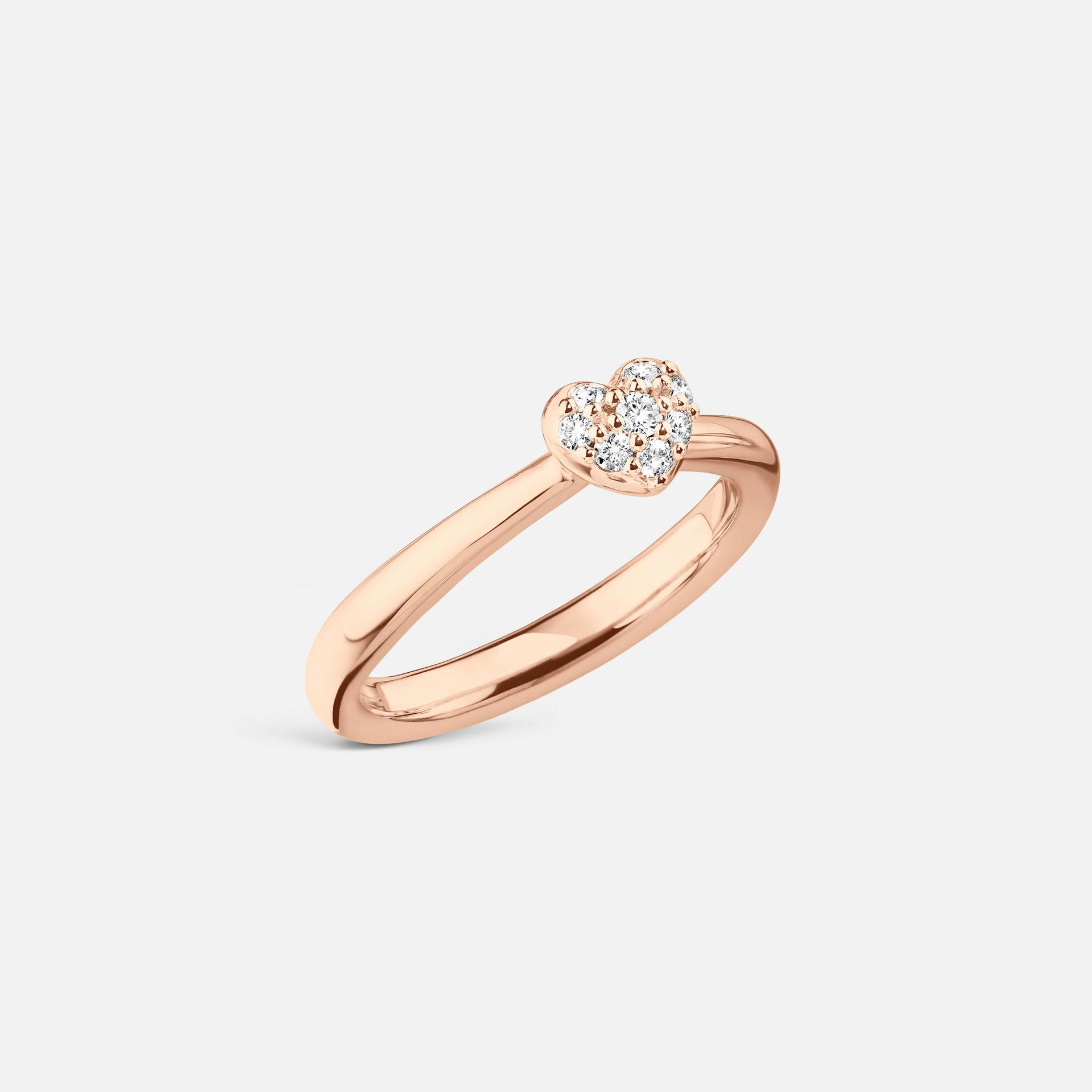 Hearts Textured Pavé Ring Small in Rose Gold with Diamonds  |  Ole Lynggaard Copenhagen