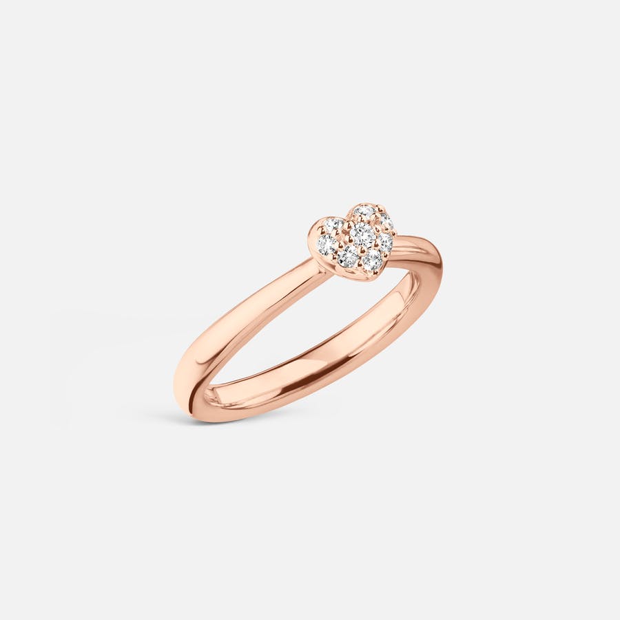 Hearts Textured Pavé Ring Small in Rose Gold with Diamonds  |  Ole Lynggaard Copenhagen