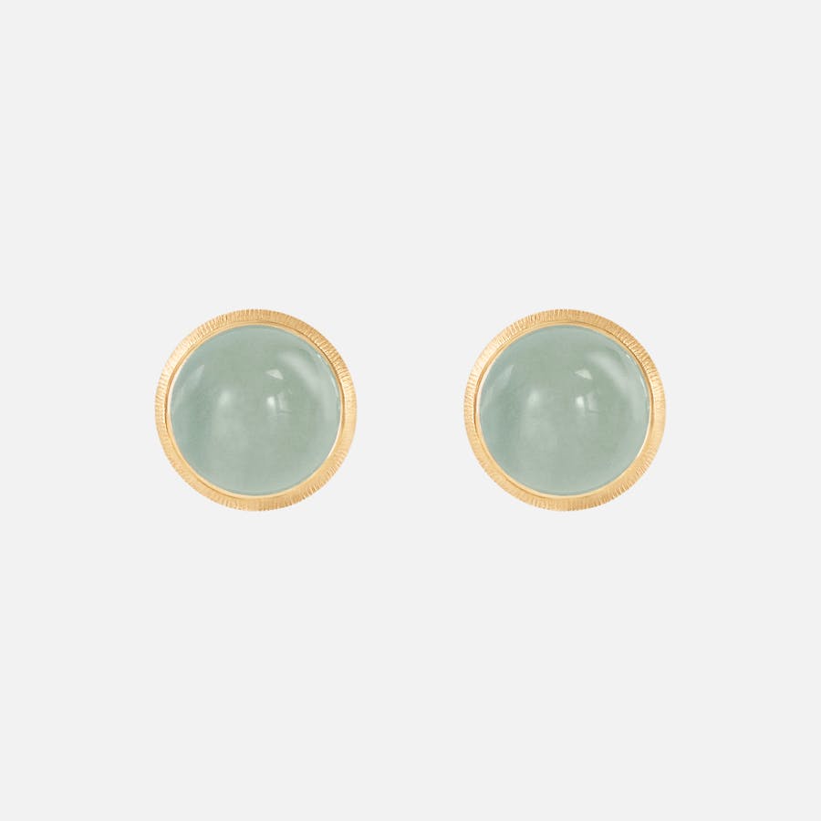 Lotus Stud Earrings in 18 Karat Gold with Aquamarine  |  Ole Lynggaard Copenhagen 