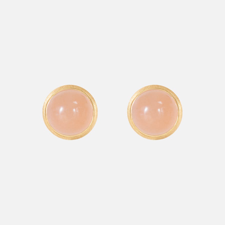 Lotus Stud Earrings in 18 Karat Gold with Blush Moonstone  |  Ole Lynggaard Copenhagen 